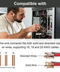 Image of a person installing 16 to 20 AWG wires using 80 Pack T1 And T2 T Tap Wire Connectors for efficient connections.