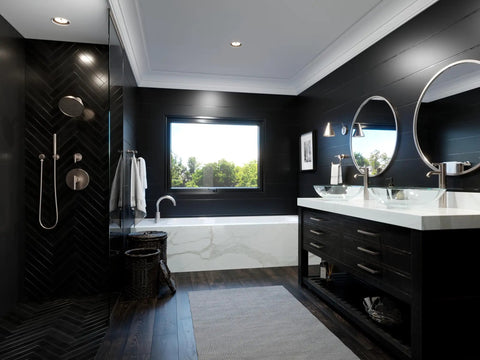 Contempra 1-Handle Tub And Shower Valve Trim in brushed nickel with ADA compliant design in a modern bathroom setting