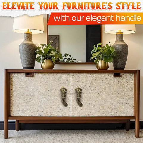 Furniture with octopus door handle featuring dope tentacle look and heavy duty pull, bronze finish, premium polyresin