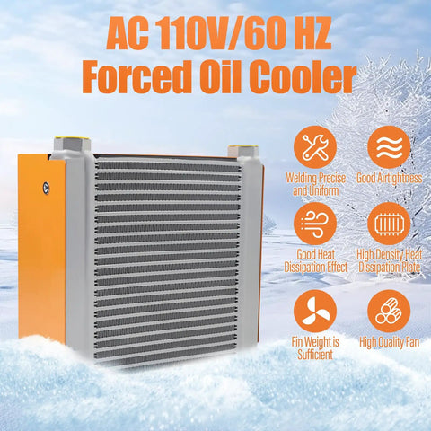 60W Hydraulic Oil Cooler With 110V 60Hz AC High Power Fan Radiator Heat Exchanger