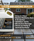 Sharp Heavy Duty High Gloss Wet Look Paver Sealer Water Based Outdoor Driveway Patio Brick And Flagstone Coating One Gallon on wet pavers.