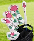 Flamingo Dance Mallet Putter Headcover With Magnetic Closure Eco Friendly Synthetic Leather White Wood Look For Heel Shaft Putters