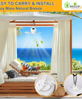 Outdoor view of gazebo with Portable 11 Inch Battery Operated Ceiling Fan With Lights For Camping And RV Life installed.