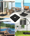Beefy Heavy Duty Base Weights Stand For Offset Cantilever Patio Umbrella 317 Lb Capacity 4 Piece Set Black Weatherproof Recycled Plastic