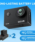Kickass 4K Action Camera With 40MP Photo, 3 Axis EIS, dual batteries shown for long-lasting video recording