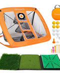 Smart Portable Golf Chipping Net Set With Pop Up Net And Durable Rubber Training Mat 10 Tees 6 Practice Balls 6 Foam Balls And Carry Bag For Indoor And Outdoor Practice Game Pro Upgrade visible.