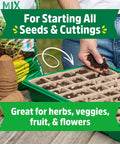 Person using 3-In-1 Seed Starting Mix For Herbs, Veggies, And Flowers, 6 Quarts, 100 Percent Organic And USA Made, With Nutrient Rich Plant Food.