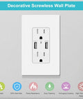20 Pack 1 Gang Screwless Wall Plate Covers For Light Switches Dimmers GFCI And USB Outlets 4.57 In H By 2.76 In L Durable Polycarbonate