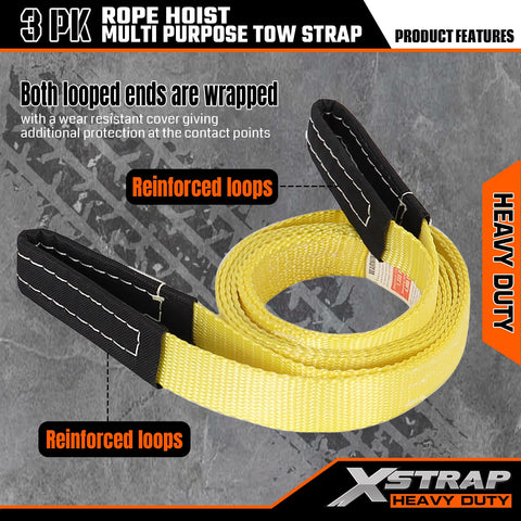 Beefy Heavy Duty Rope Hoist Kit With 4000 Lb Break Strength 65 Ft Poly Rope Includes Two 8 Ft Lift Slings With 1 Inch Web Slings