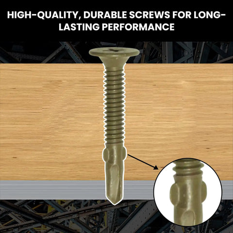 Wood To Metal Self-Drilling Screws 10-24 X 1-7/16 Reamer Tek Wafer Head detailed view on wood