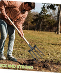 Person using Steel Garden Fork Replacement Head Tines for Soil Turning and Manure Duty in field