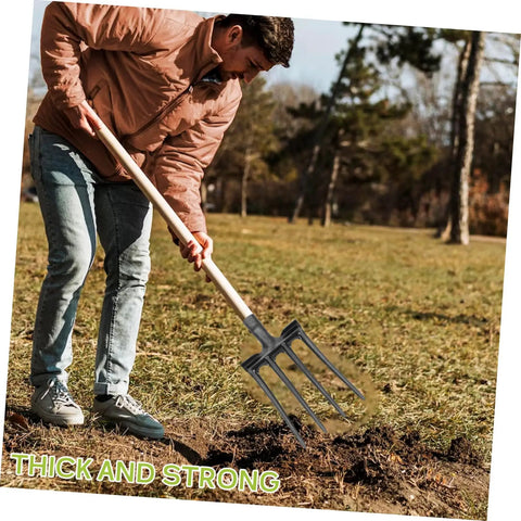 Person using Steel Garden Fork Replacement Head Tines for Soil Turning and Manure Duty in field