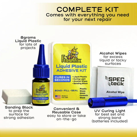 UV Liquid Plastic Welding Kit For Rapid Bonding With Plastic, Metal, And Ceramic Surfaces, All In One Glue Set Display
