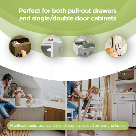 Magnetic Cabinet Locks For Baby Proofing And Child Safety No Screws Or Tools Needed Easy Install With 3M Adhesive 12 Pack With 2 Keys