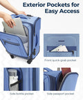 Carry On Luggage For Air Travel 20 Inch Softside Spinner Suitcase With Included Duffel Bag featuring exterior pockets