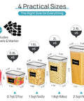 Stackable Airtight Food Storage Containers With Lids, 24-Piece Plastic Canister Set, BPA Free, Includes 24 Labels; sizes displayed
