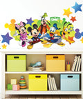 Disney Mickey And Friends Giant Peel And Stick Wall Decals With Personalization 116 Piece Set Includes Alphabet Letters For Custom Name Removable And Repositionable No Residue On Smooth Surfaces Great For Kids Rooms above colorful toy bins