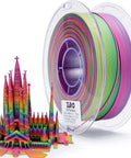Rainbow Blaze Matte Color Changing PLA Filament For 3D Printing Fast Color Shift By Length, 1KG spool with a 3D printed model