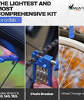 Lightweight 20 In 1 Bike Multitool Kit With Chain Breaker for MTB repairs showing spoke wrench and change levers in use