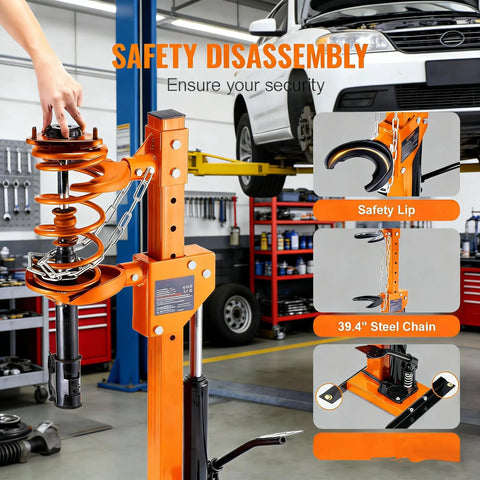 Hydraulic Foot Pump Spring Compressor For Cars, SUVs And Trucks Beefy Heavy Duty Coil Spring Tool with universal fit in use