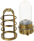 Vandal Resistant 150W Incandescent Security Light With Ceiling Mount, Antique Brass Finish showing cage and glass part