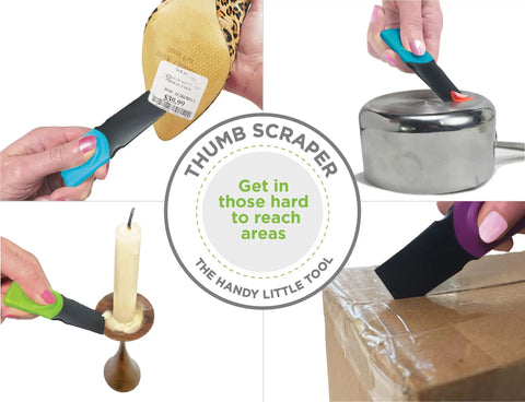 Thumb Scraper Tool 2 Pack For Quick Sticker Removal And Grime Cleanup, A Dope Multi Use Plastic Scraper With Non Slip Grip For Price Tags Wax Gum And More, Perfect For Home Office Car And Garage Cleanups