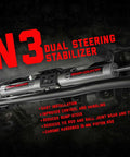 N3 Dual Steering Stabilizer for 07-18 Jeep Wrangler JK, improve handling, cut bump steer, vibration, metallic silver finish