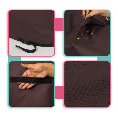 Customizable 18 Oz Waterproof Hot Tub Cover With Elastic Hem For Snug Fit, Weather Resistant Outdoor Square Spa Cover In Coffee