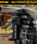 Dual Jaws Table Vise With 2.5 Inch Jaw Width, 360 Degree Swivel Base, Clamp On Vise For Woodworking, Pipe Repair, Sharpening, Grinding And Cutting, Portable Bench Vise For Home Shop, ductile iron