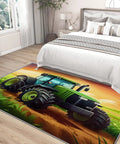 Construction Vehicle Rug 5x6 Foot Non Slip Low Pile Area Rug Machine Washable in bedroom with tractor pattern