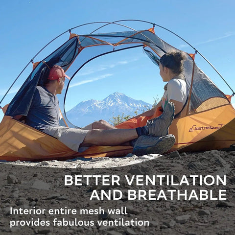 Ultralight 2 Person Backpacking Tent For Family Adventures Waterproof Three Season Camp Shelter with mesh wall ventilation
