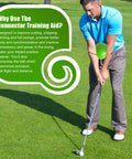 Golfer using Connector Golf Training Aid for Swing Mastery and Posture Correction, enhancing swing mechanics on green grass.
