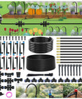 Three In One Drip Irrigation Kit For Garden And Greenhouse, 240 Feet Of Half Inch Quick Connect PE Tubing, components layout