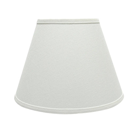 White Empire Lamp Shade With Brass Spider Fitter For Harp Attachment, 7 In Top, 13 In Bottom, 9.5 In Slant Height, Linen Gingham Pattern
