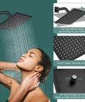 Matte Black 6 Inch Rainfall Shower System With High Pressure Luxury Rain Mixer Handheld Sprayer Wall Mounted Shower Fixture