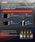 Silicone water-resistant cover for Motorcycle Power Relay Kit DC 12V 20A Waterproof 4 Way Fuse Block ACC Splitter installation steps.