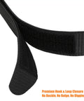 Close-up of a black Buckleless Elastic Belt For Men And Women, One And Three Eighths Inch Adventure Stretch Nylon Web Belt With Hook And Loop Closure