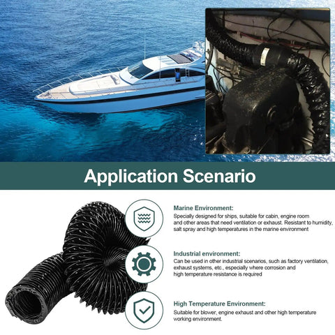 3-Inch Marine Blower Hose Replacement For Boat Vent Bilge Blower Exhaust Fan in marine application scenarios
