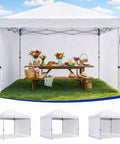 Heavy Duty 300D Oxford Waterproof Canopy Sidewalls 10x10 Pop Up, 3 Pieces With Zipper Panels, set up next to a lake