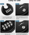 4 Digit Keyless Combination Lock Tough As Nails Padlock With Hardened Steel Shackle For Outdoor Sheds Fences Gates Storage Units And Gym Lockers Black Weatherproof Design For Harsh Outdoor Use And Easy To Reset Code showing steps to reset combination