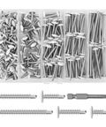 No 8 Truss Head Self Drilling Screws Kit With White Heads, assortment of 5 sizes, Phillips drive, screwdriver bit included