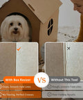 Comparison of clean folds with Top Tier 5 Piece Box Resizer Kit Featuring Scoring Wheel to uneven folds without it.