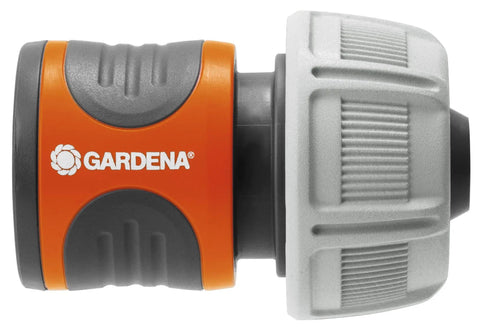 Side view of 5/8 Inch Faucet End Hose Repair Quick Connector With Water Stop for Garden Hoses, featuring GARDENA logo.