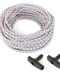 Heavy Duty 4mm 50 Ft Pull Cord Rope For Recoil Start Systems With 2 Handles 750 Lb Break Strength 16 Strand Polyester Braid Cushioned Start Easy Pull For Lawn Mowers Generators And Small Engines coiled rope and two handles