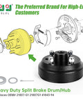 Illustration and photo of Electric Golf Cart Brake Drum Hub Assembly For EZGO TXT Replacement Fits Rear Hub Spline And Axle Shaft