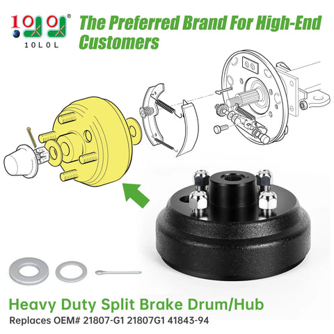 Illustration and photo of Electric Golf Cart Brake Drum Hub Assembly For EZGO TXT Replacement Fits Rear Hub Spline And Axle Shaft