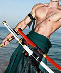 Back Mounted Katana Belt For Three Swords Adjustable Leather Holster With Frog Lacing Ideal For Samurai Cosplay Costume