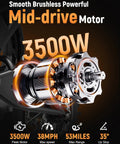 Electric Dirt Bike For Teens And Adults With 3500W Peak Power 38 MPH Top Speed 53 Mile Range 48V 23Ah Battery Mid Drive Motor