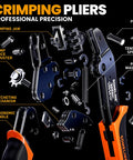Disassembled view of All In One Wire Terminal Crimping Tool Kit With Auto Ratchet And Locking Mechanism For 24 To 14 AWG