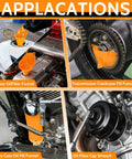 All In One Harley-Davidson Oil Change Kit With Filter Cap Wrench Fill Tools And Thirty O Rings shown in oil change application.